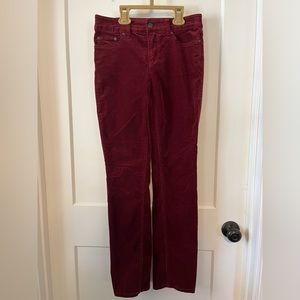 St John's Bay Corduroy Womens 2 Bold Burgundy Straight Leg Mid Rise Pants